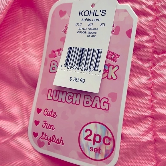 Love at First sight backpack knapsack and Lunch Bag Rainbow Sequins NWT - Picture 5 of 7